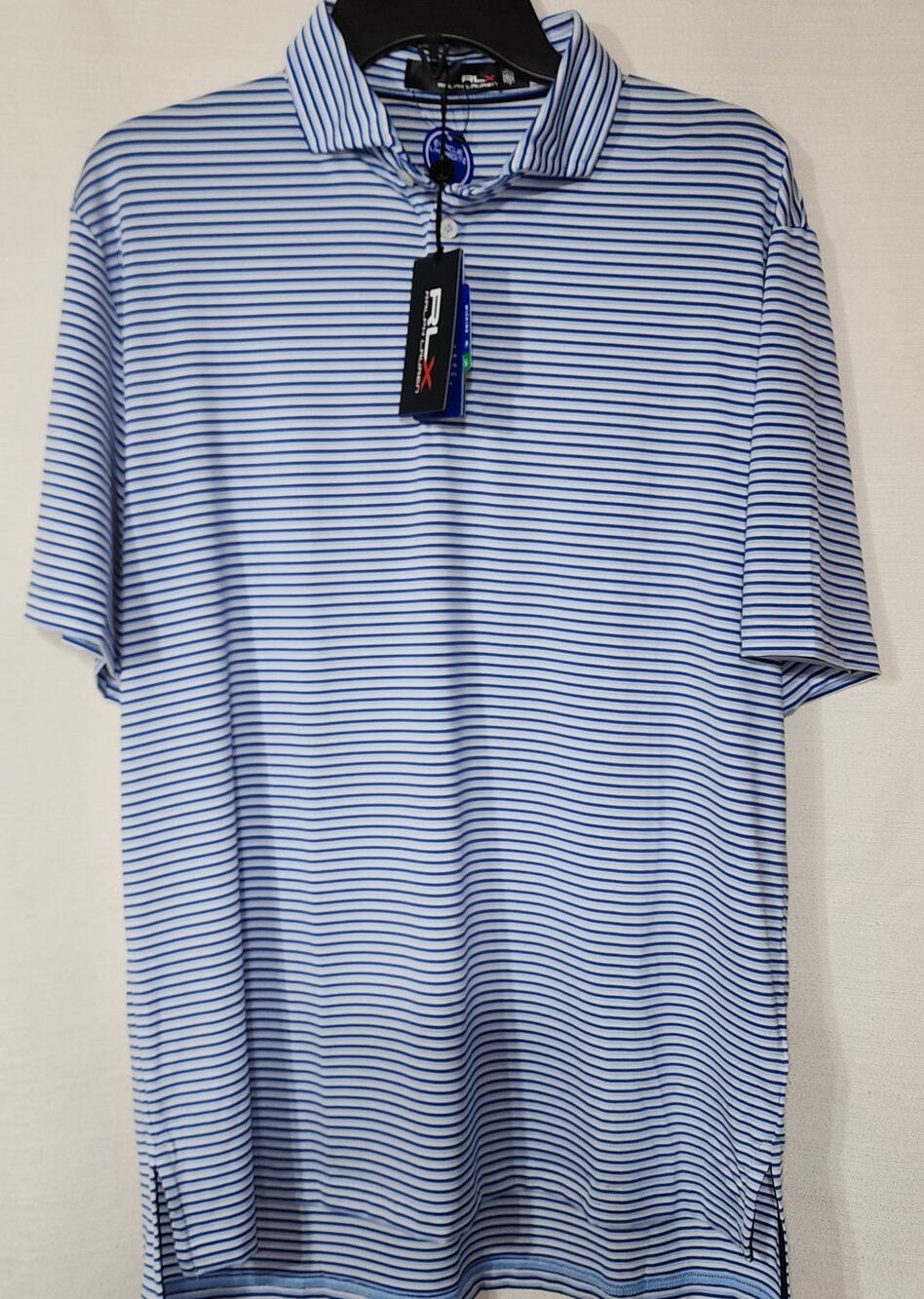 RLX Ralph Lauren Golf horizontal stripes Print Polo Men's medium NWT